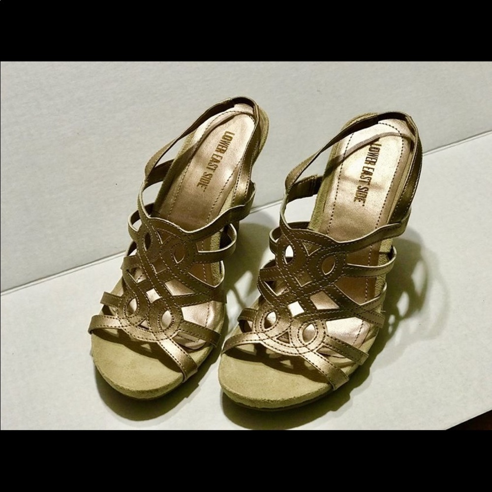 Golden low heels